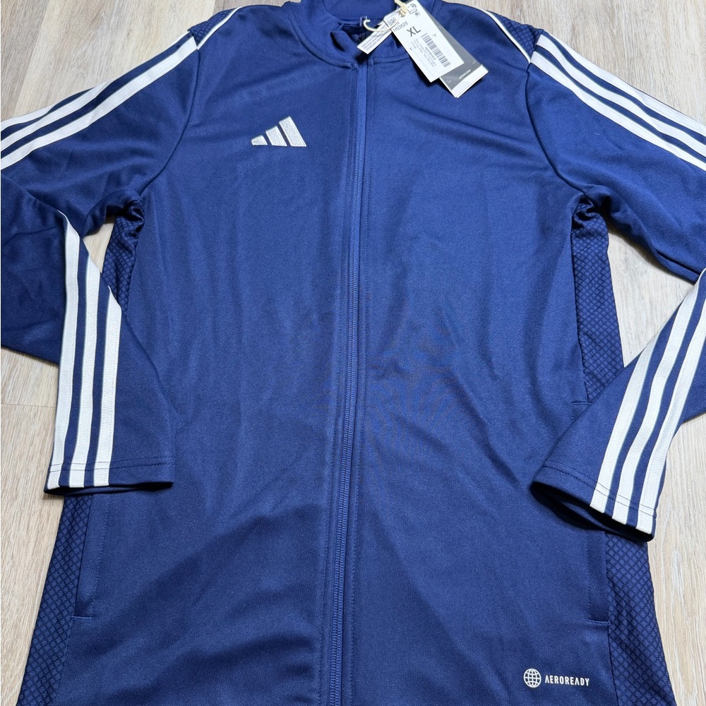 adidas Navy Zip-Up Training Jacket with White Tags